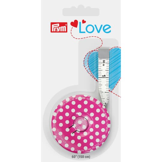 Prym&#xAE; Love Pink with White Polka Dots 60&#x22; Spring Tape Measure